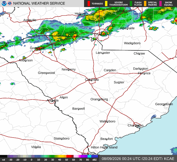 Animated NWS radar for KCAE